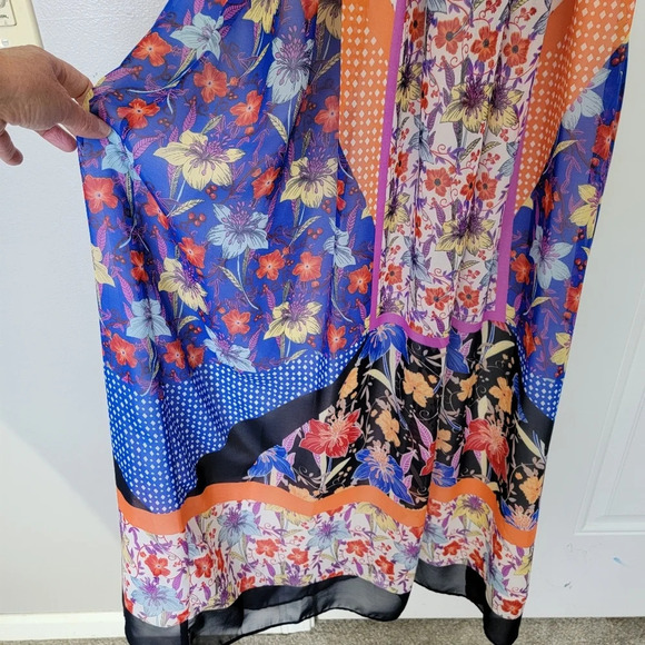 Maggy London Sleeveless Floral Halter Midi Dress Back Bow Lined Size 10 - Picture 4 of 14